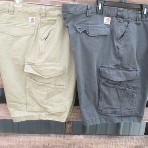 Carhartt Cargo Shorts Size 46 Lot of 2 Relaxed Fit Gray Beige Workwear